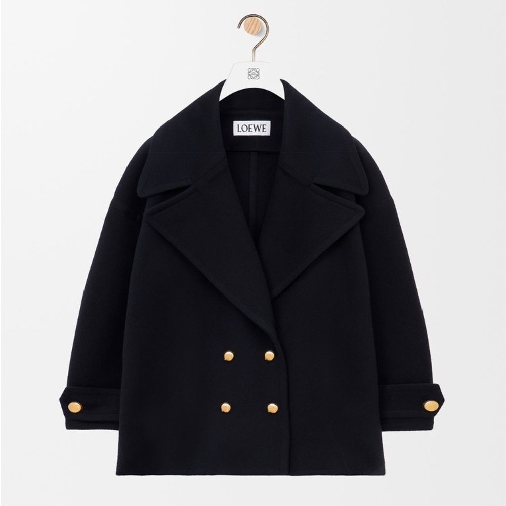 Loewe Pebble Peacoat Midnight Blue Women’s 36 Silver Buttons
